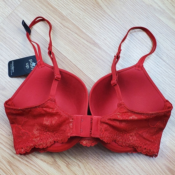 NWT Modern Movement lace wing push up underwire bra savvy red romantic classic - Picture 5 of 10